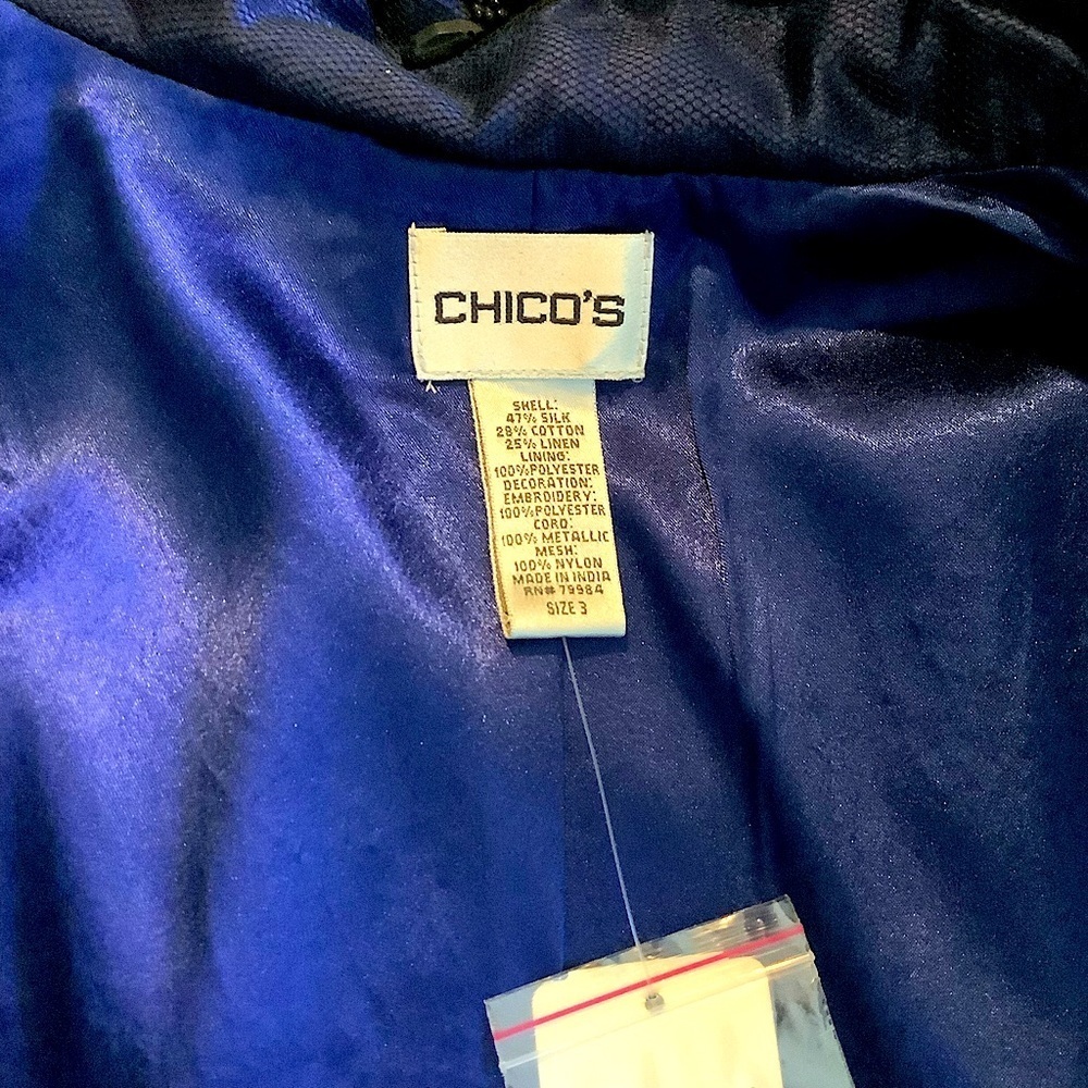 Chico’s Excitement Zira Silk & Linen Jacket 3 (16-18) L New - Picture 6 of 7